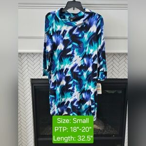 Alfani 3/4 Sleeve Tunic Midi Dress, NWT, Size Small